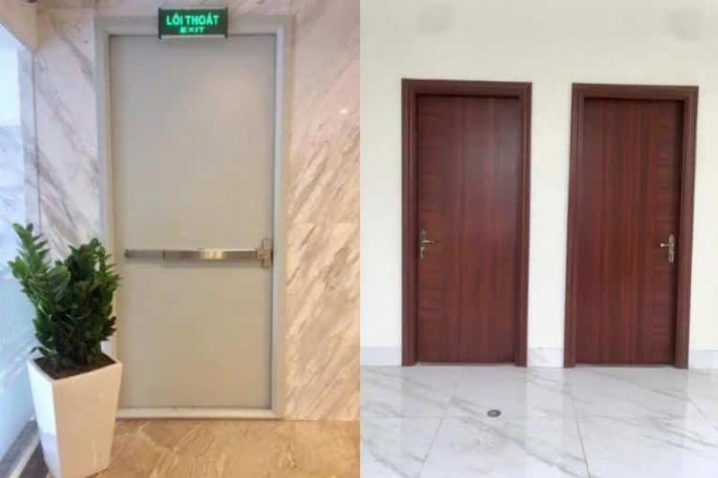 Minh họa các bước lắp đặt cửa chống cháy, nhấn mạnh việc sử dụng vật liệu và kỹ thuật đúng
