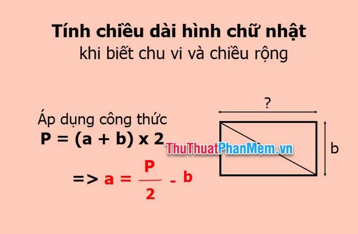 Tính chiều dài khi biết chu vi và chiều rộng