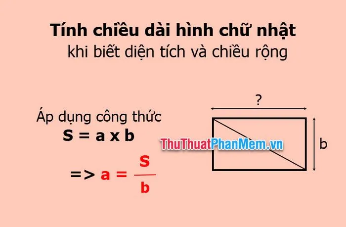 Tính chiều dài khi biết diện tích và chiều rộng