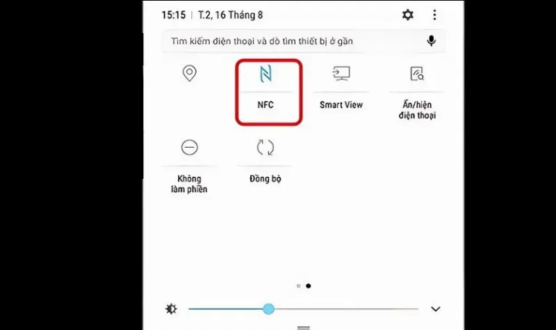 Kiểm tra NFC qua thanh thông báo