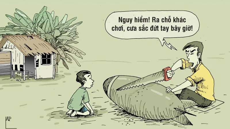 alt text: Tranh biếm họa một nhân vật với biểu cảm hài hước