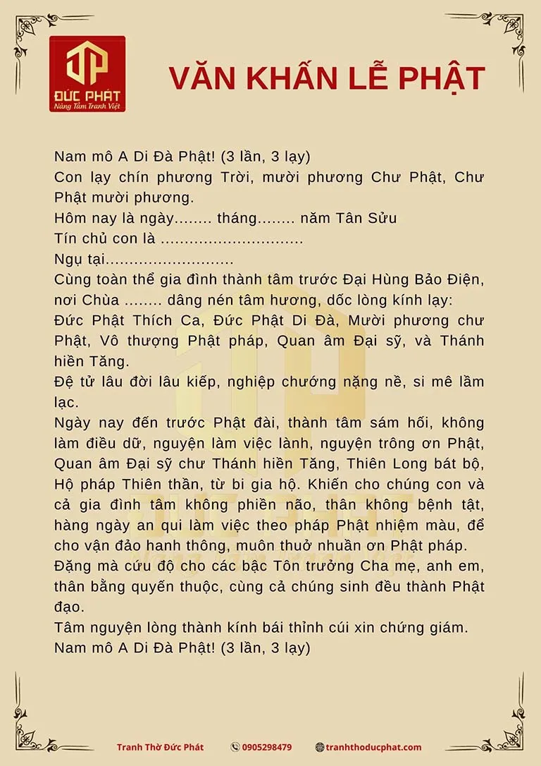 alt text: Bài khấn lễ Phật