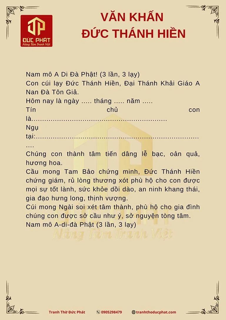 alt text: Bài khấn Đức Thánh Hiền