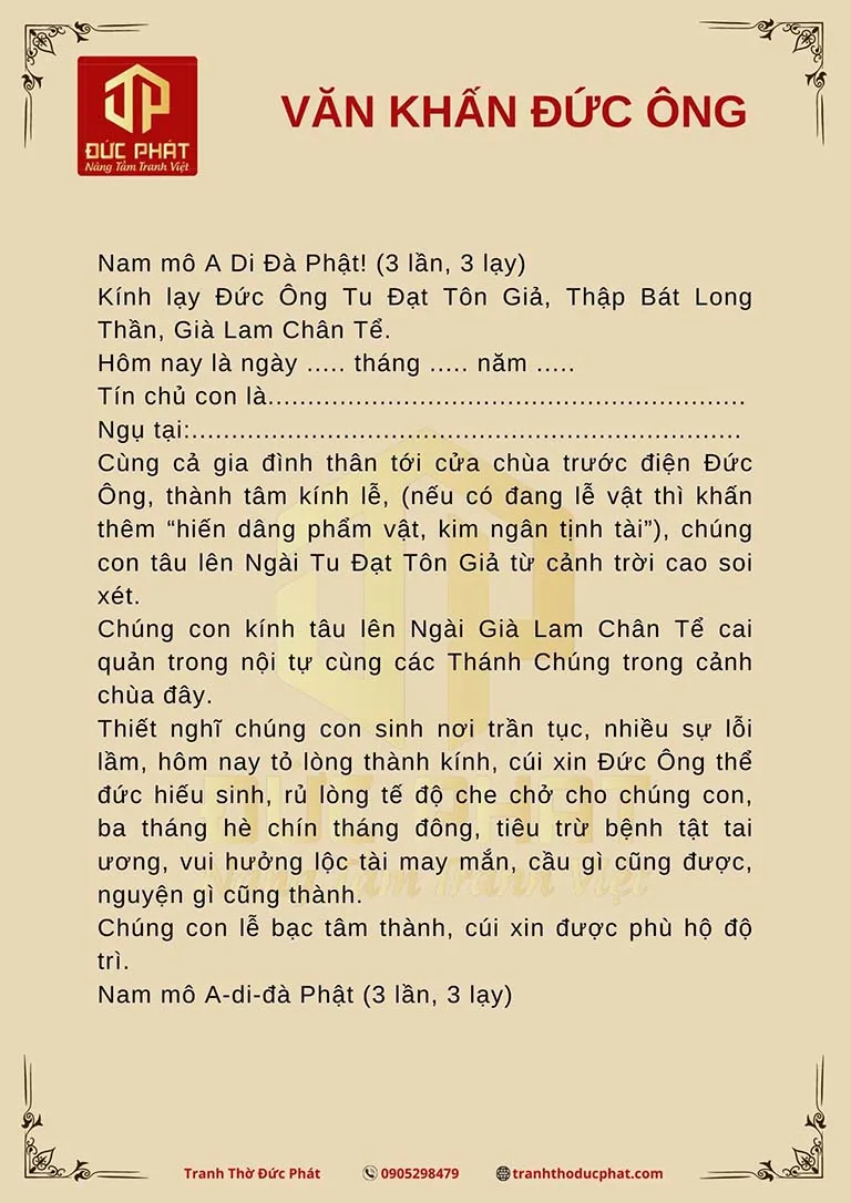 alt text: Bài khấn Đức Ông