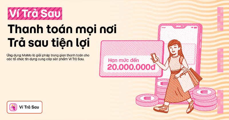 Minh họa mô hình hoạt động cơ bản của ví trả sau Momo trong giao dịch thanh toán
