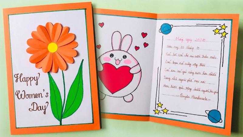 Hướng dẫn cách vẽ hoa đơn giản trên thiệp 8/3, minh họa bước vẽ cành hoa